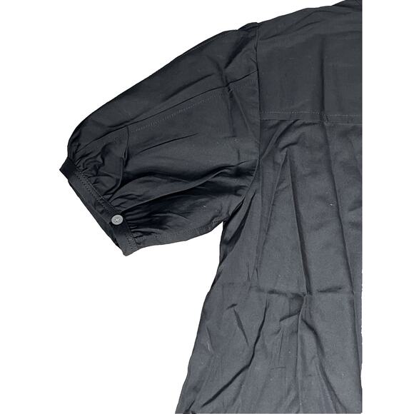 J Crew Delilah Dress in Cotton Poplin Petite Small Black Mini Ruffle Shirtdress - Picture 3 of 10